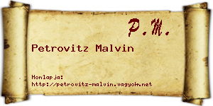 Petrovitz Malvin névjegykártya